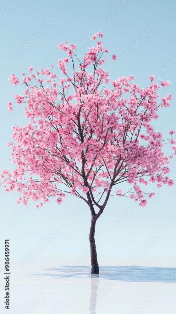 Delicate pink blossoms adorn a cherry tree painting a tranquil scene in the sunlight Delicate pink blossoms adorn a cherry tree painting a tranquil scene in the sunlight