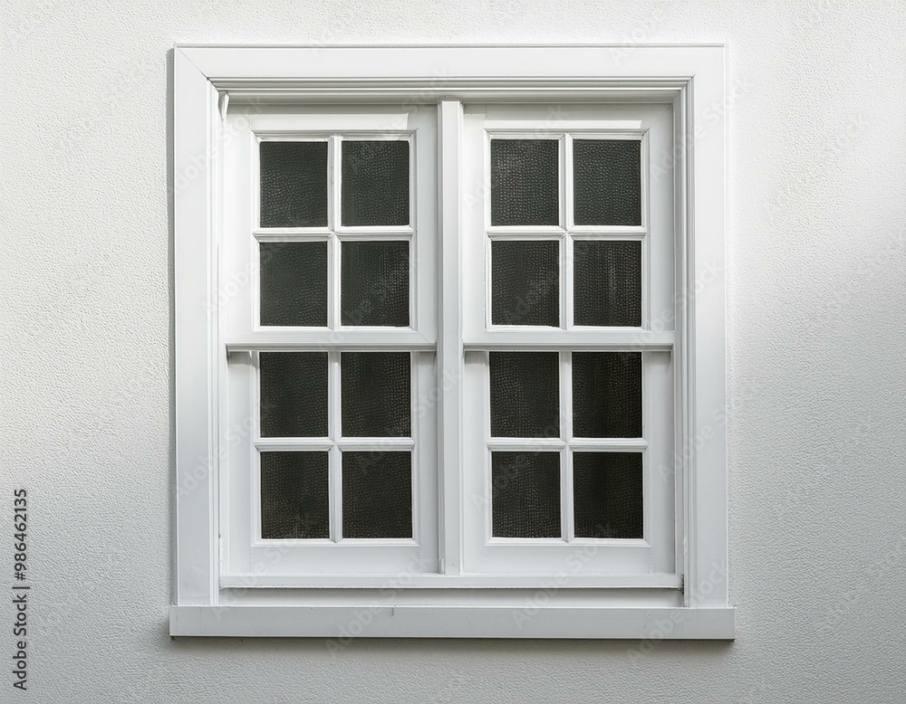 A single white window with four panes, set in a white wall. A single white window with four panes, set in a white wall.
