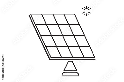 Solar panel line icon, vector, solar energy line icon, vector, silhouette. Renewable energy, solar power, sustainable, ecology. Vector illustration.