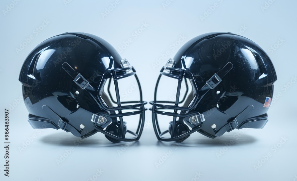 Mockup of an American football helmet, profile view, black and white Mockup of an American football helmet, profile view, black and white