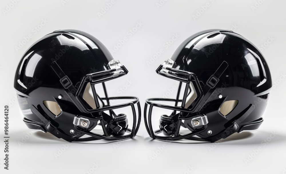 Mockup of an American football helmet, profile view, black and white Mockup of an American football helmet, profile view, black and white