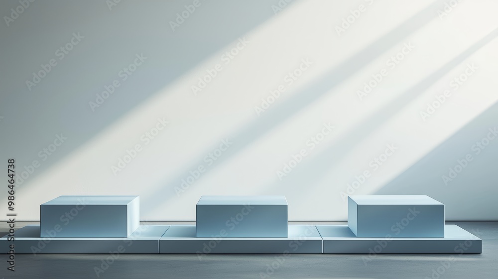 Podium for product presentation on the background of light from the window Podium for product presentation on the background of light from the window