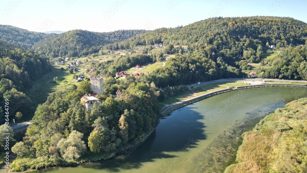 A picturesque and ancient castle on the banks of the Dunajec River near Krakow, Poland A picturesque and ancient castle on the banks of the Dunajec River near Krakow, Poland