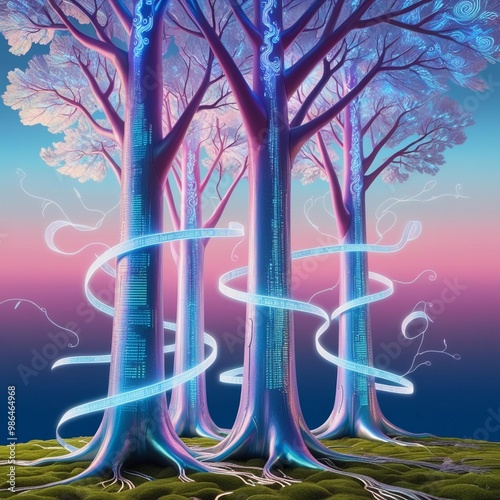 cartoon style Tech Inspired Fantasy Landscapes