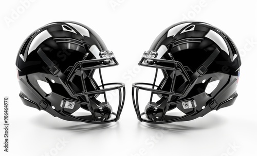 Mockup of an American football helmet, profile view, black and white