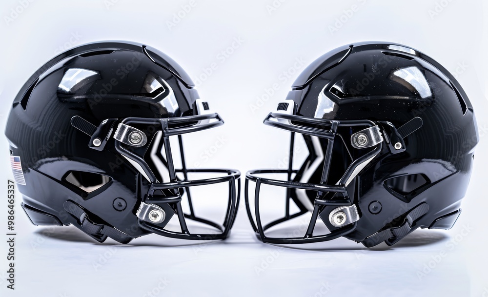 Mockup of an American football helmet, profile view, black and white Mockup of an American football helmet, profile view, black and white