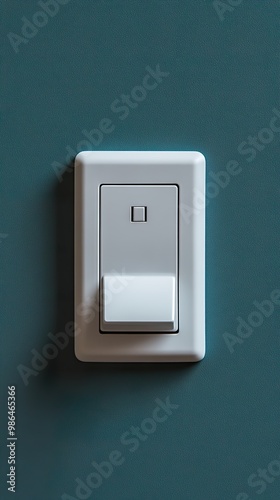 White Light Switch on Teal Wall - Minimalist Interior Design