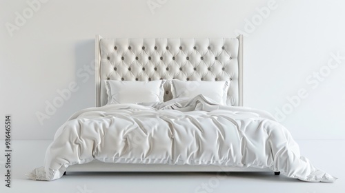 White Bed with Upholstered Headboard