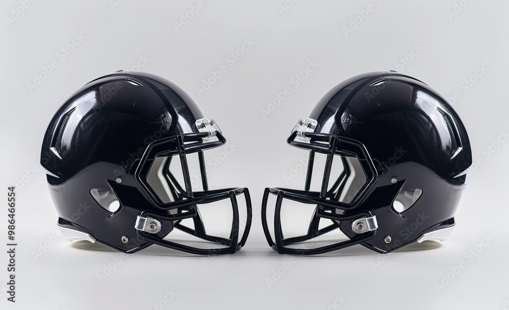 Mockup of an American football helmet, profile view, black and white Mockup of an American football helmet, profile view, black and white