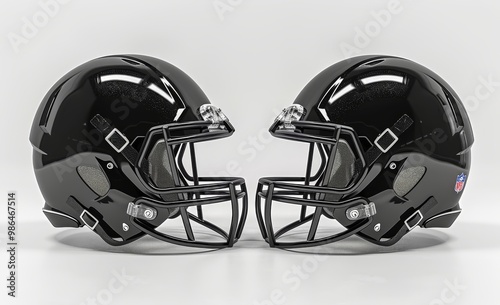 Mockup of an American football helmet, profile view, black and white