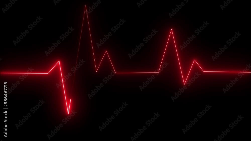 Heartbeat animation by red neon on black background. Heartbeat animation by red neon on black background.