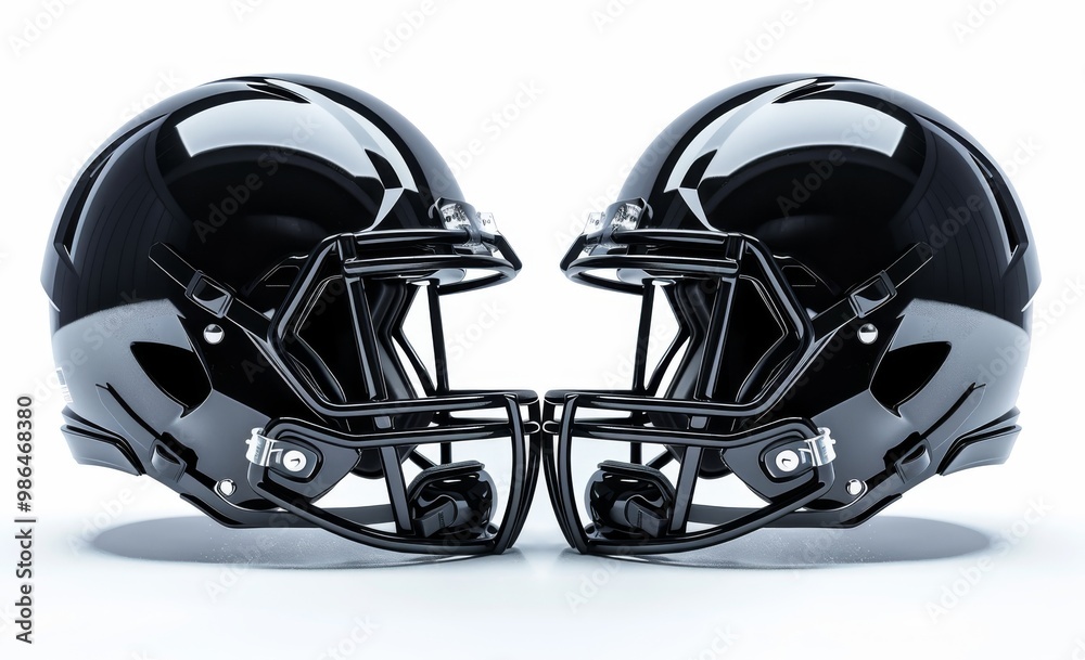 Mockup of an American football helmet, profile view, black and white Mockup of an American football helmet, profile view, black and white