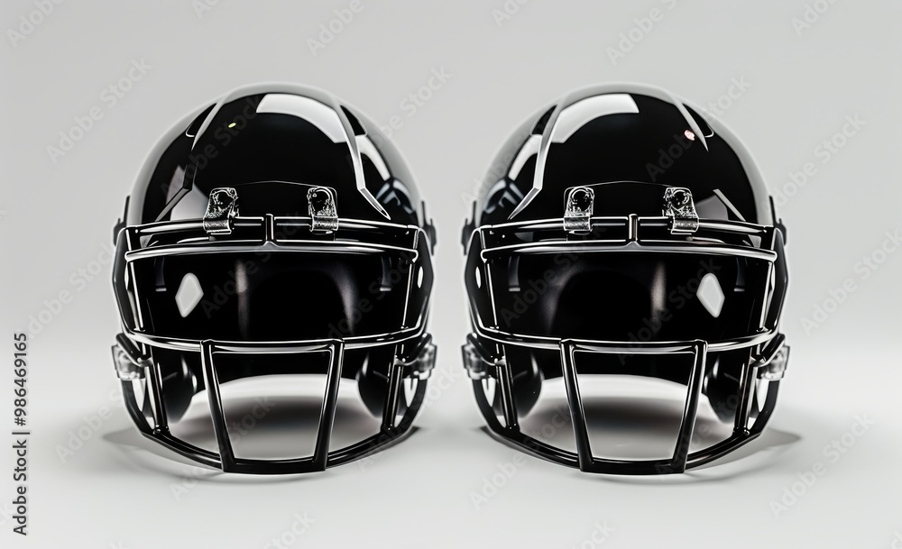 Fototapeta premium Mockup of an American football helmet, profile view, black and white