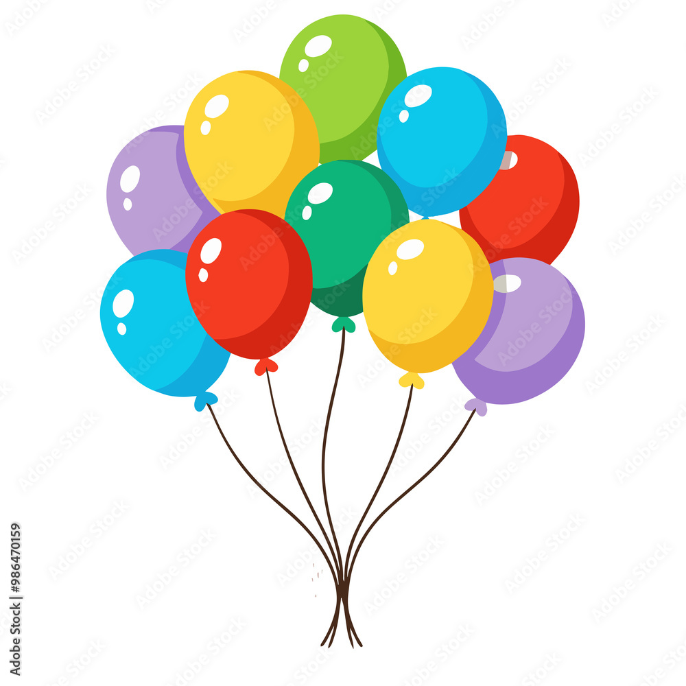 Colorful balloons illustration isolated on white background Colorful balloons illustration isolated on white background