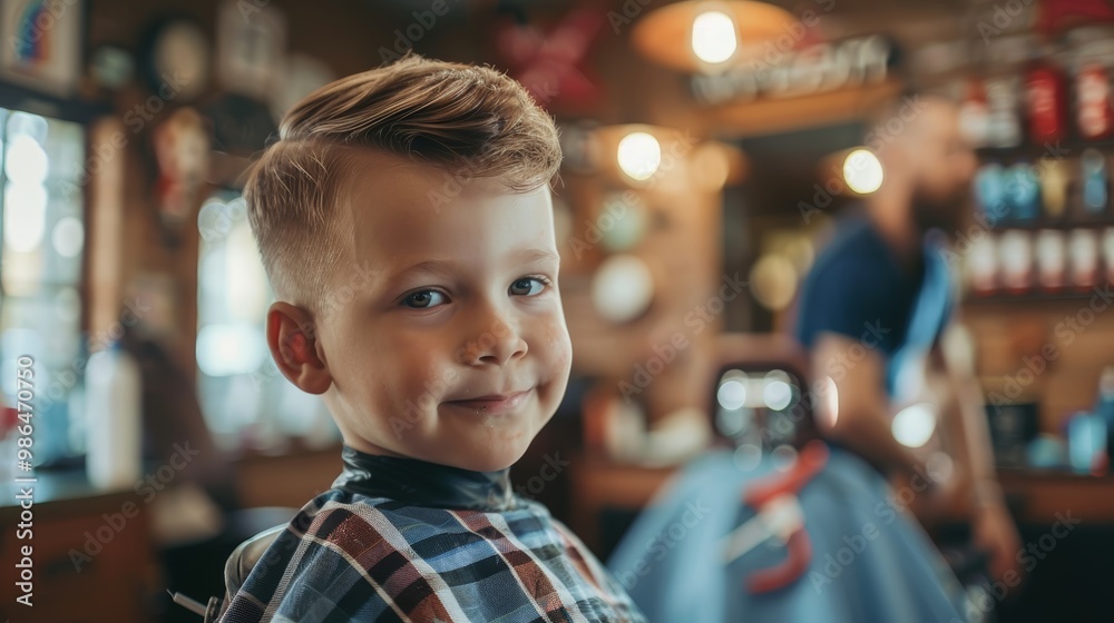 Child's First Haircut at the Barber Shop Generative AI Child's First Haircut at the Barber Shop Generative AI
