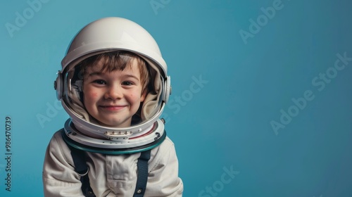 Adventurous Young Astronaut in Space Helmet Generative AI