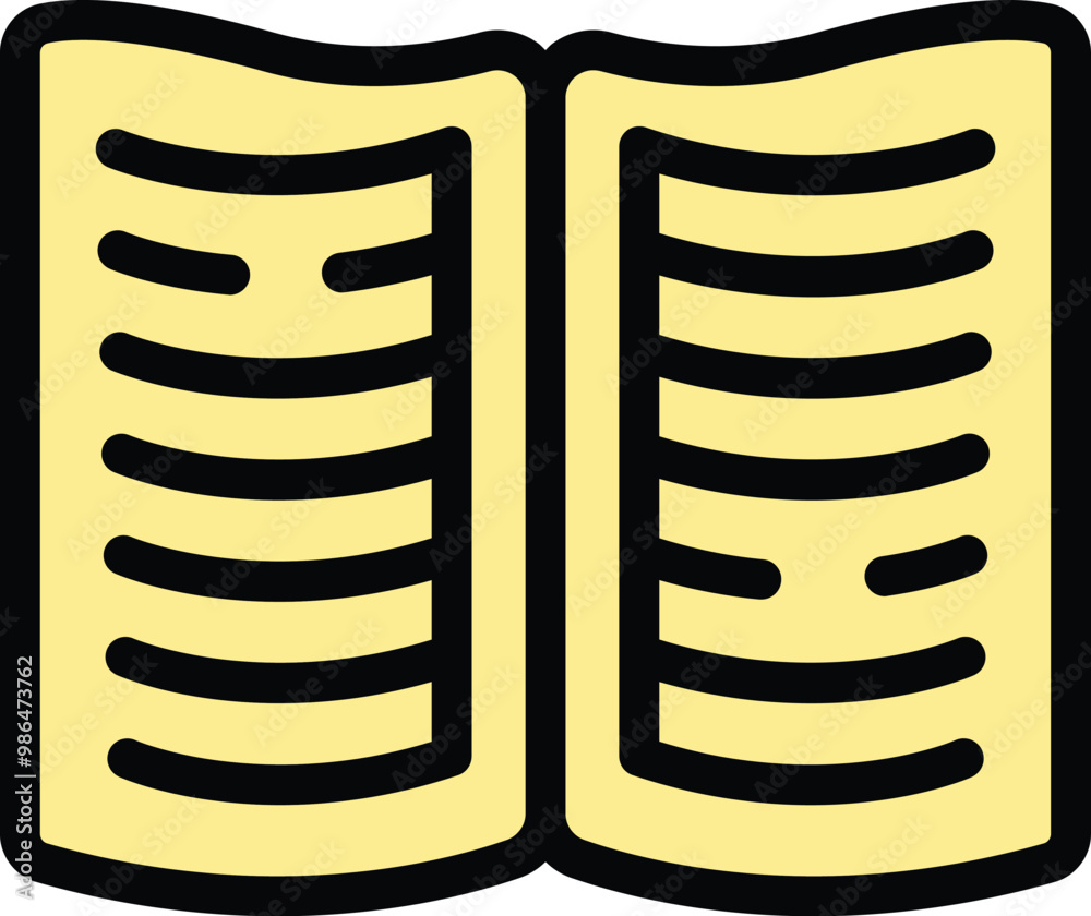 Simple icon of an open book with pages forming wavy shape on top, symbolizing knowledge and education