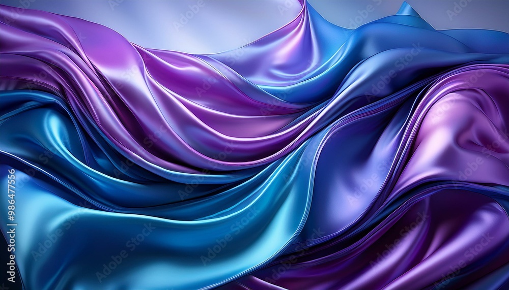 Obraz premium Abstract background with flowing blue and purple satin fabric