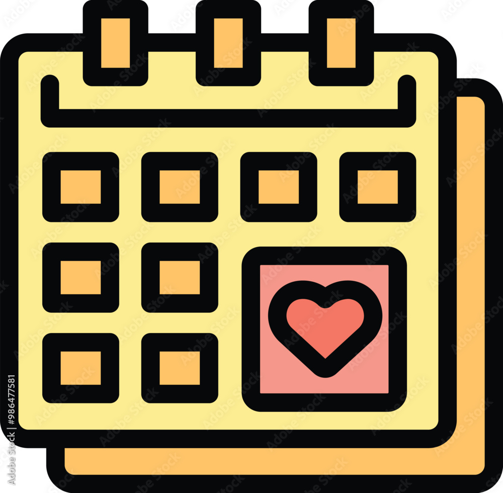 Calendar is showing a special date with a heart marking an important love event Calendar is showing a special date with a heart marking an important love event