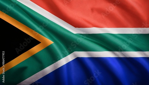 南アフリカの国旗(waving national flag of South Africa.)
 photo