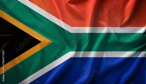 南アフリカの国旗(waving national flag of South Africa.) 