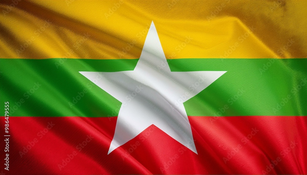 ミャンマーの国旗(waving national flag of Myanmar.)
ミャンマーの国旗(waving national flag of Myanmar.)