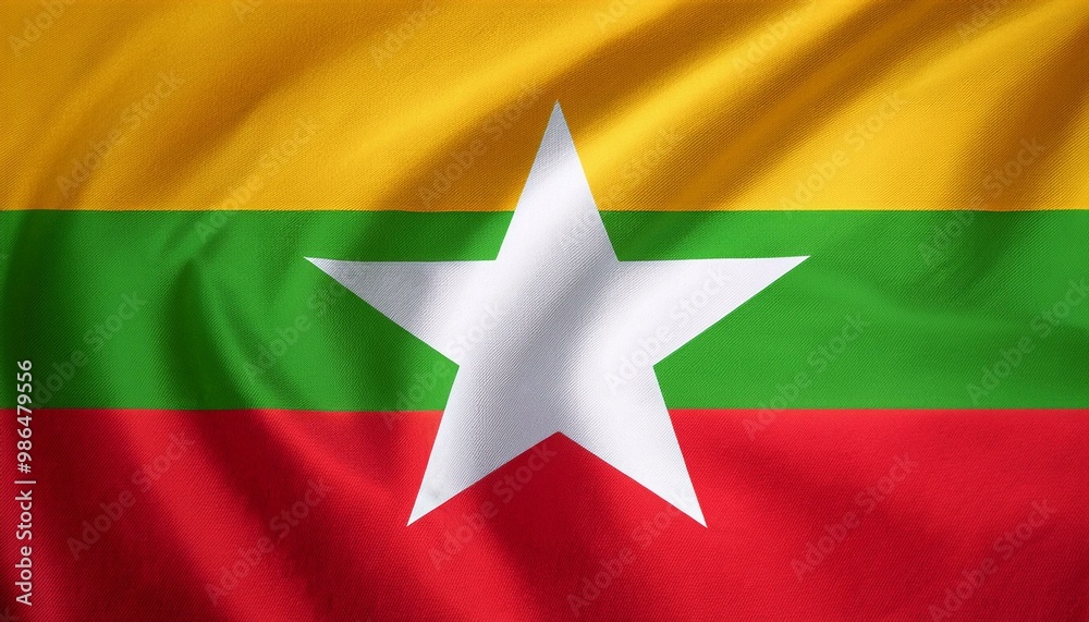 ミャンマーの国旗(waving national flag of Myanmar.)
ミャンマーの国旗(waving national flag of Myanmar.)