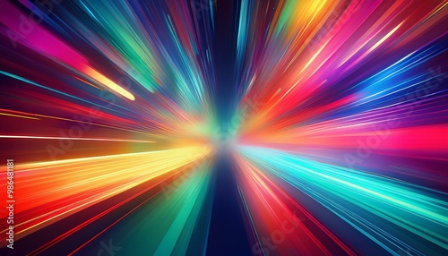 Abstract colorful blurred background with light streaks.