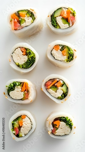 Steamed Tofu Skin Rolls with Vegetables - Asian Cuisine.