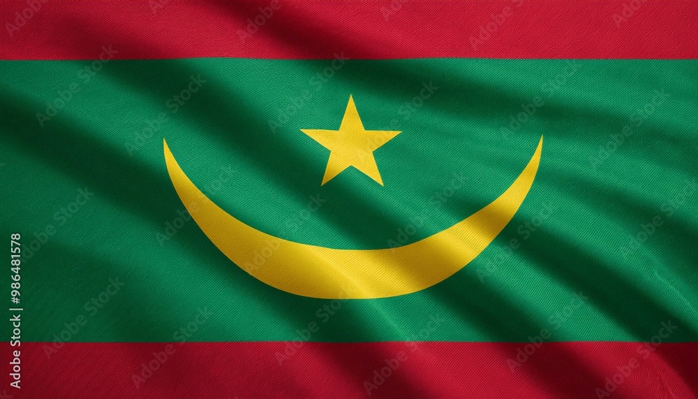 モーリタニアの国旗(waving national flag of Mauritania.)
モーリタニアの国旗(waving national flag of Mauritania.)