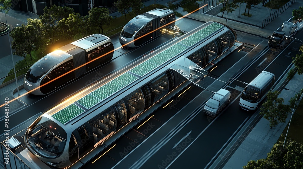 Fototapeta premium Futuristic urban transport system, innovative design.