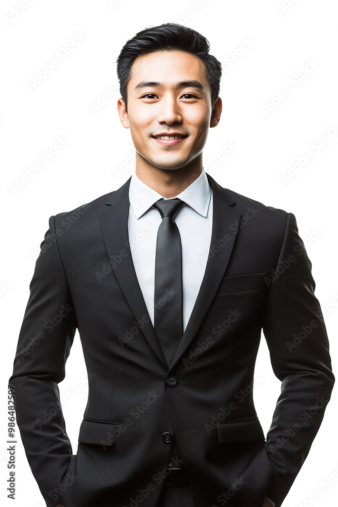 A Taiwanese businessman in a black suit. Isolated and transparent A Taiwanese businessman in a black suit. Isolated and transparent
