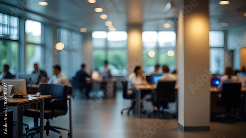 bokeh for background - Abstract blurred interior modern office space with business people 