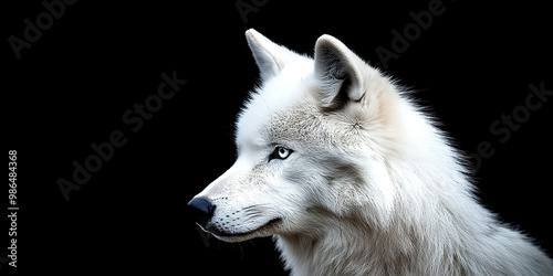 White wolf on a black background photo