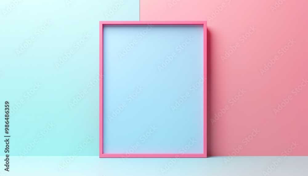 Pink Frame Against a Blue and Pink Background Pink Frame Against a Blue and Pink Background