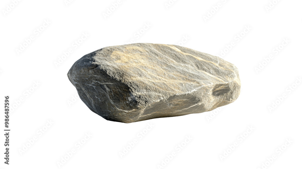 A large rock sits on a white background. isolated on transparent background, PNG file A large rock sits on a white background. isolated on transparent background, PNG file