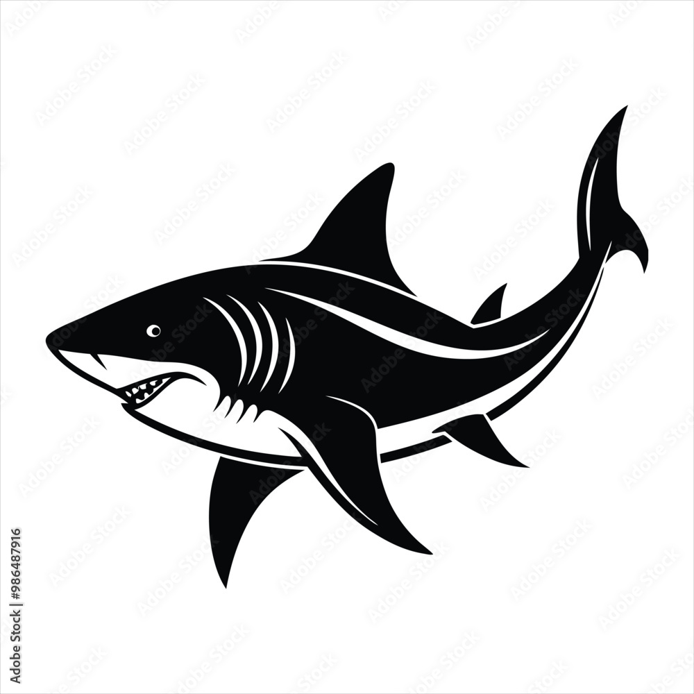 Fototapeta premium Shark silhouette vector