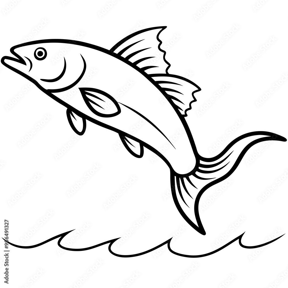 Leaping Fish in Mid-Air Vector Art Leaping Fish in Mid-Air Vector Art