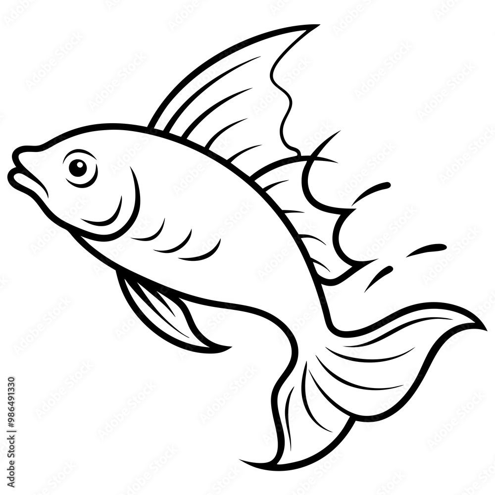 Leaping Fish in Mid-Air Vector Art Leaping Fish in Mid-Air Vector Art