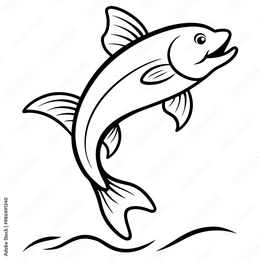 Leaping Fish in Mid-Air Vector Art Leaping Fish in Mid-Air Vector Art