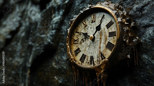 Wallpaper Mural Abstract clock melting over a surface, symbolizing the fluidity of time, copy space Torontodigital.ca