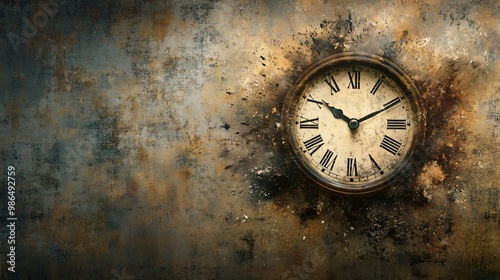 Wallpaper Mural Abstract clock melting over a surface, symbolizing the fluidity of time, copy space Torontodigital.ca