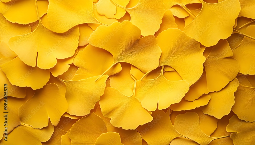 A Close-Up Arrangement of Golden Ginkgo Biloba Leaves A Close-Up Arrangement of Golden Ginkgo Biloba Leaves