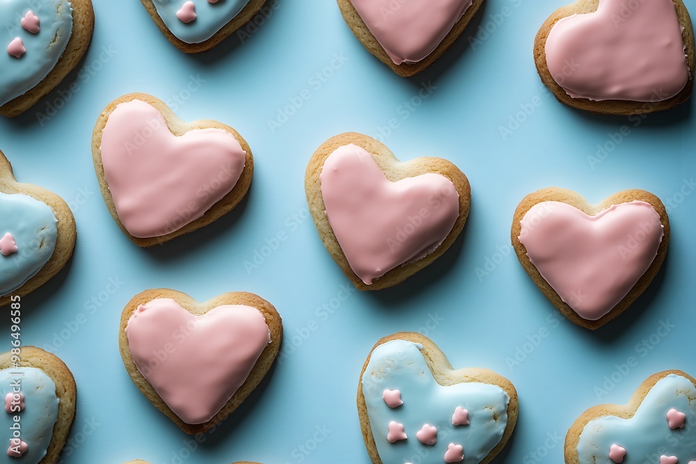 Heart-Shaped Cookies with Pink and Blue Icing Heart-Shaped Cookies with Pink and Blue Icing