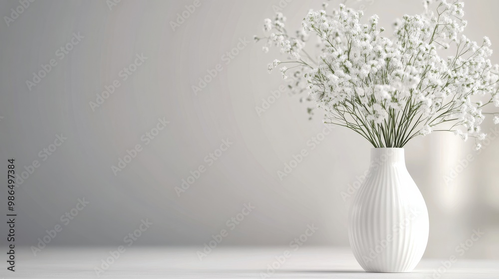 Elegant white flowers in a minimalist vase on a clean surface during soft lighting Elegant white flowers in a minimalist vase on a clean surface during soft lighting