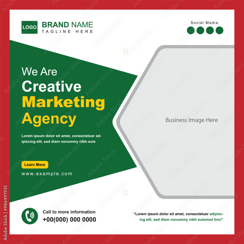 Fototapeta premium Creative Marketing Agency Template Design for Social Media Post