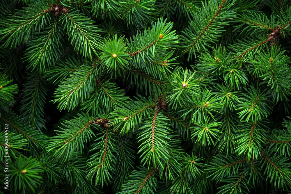 Lush Green Pine Tree Branches with Soft Focus Lush Green Pine Tree Branches with Soft Focus