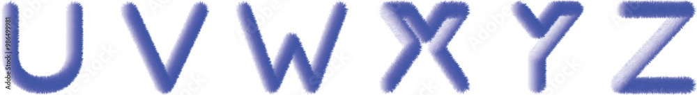 Fluffy text effect. Alphabet Letters U,V,W,X,Y,Z red color. Fluffy text effect. Alphabet Letters U,V,W,X,Y,Z red color.