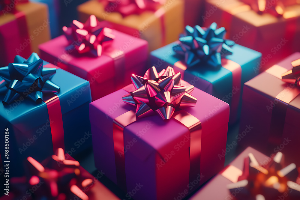 A brightly wrapped box with a bow and ribbon, symbolizing the joy A brightly wrapped box with a bow and ribbon, symbolizing the joy