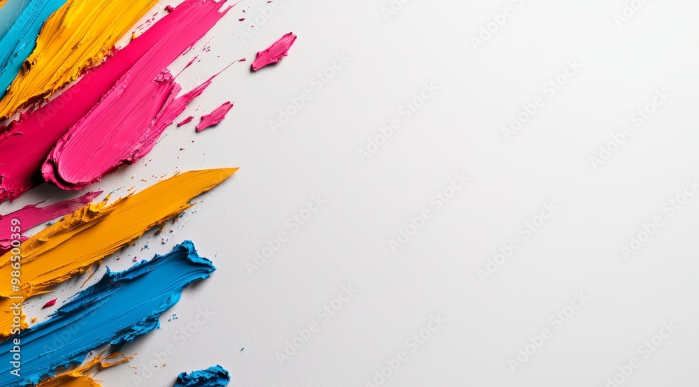 Fototapeta premium Bright Paint Strokes on White Canvas Background